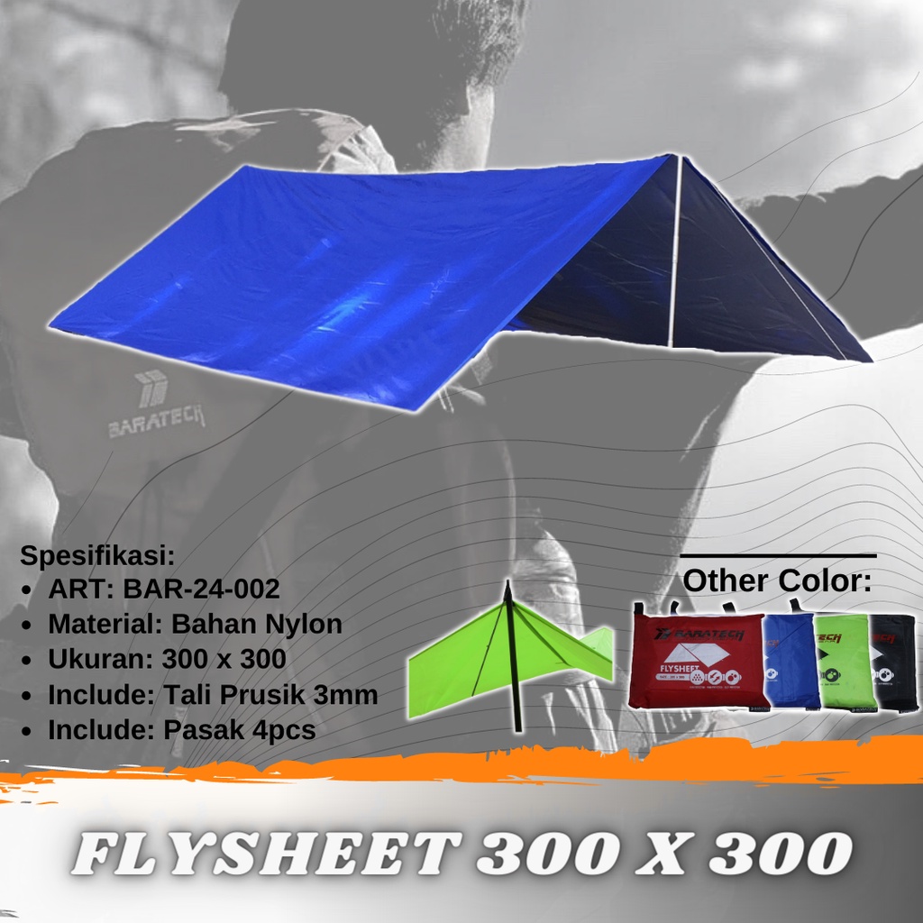 BARATECH NEW FLYSHEET SIZE 300 x 300 CM ROPE + PASAK | Shopee Philippines