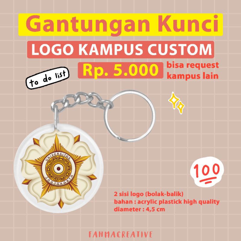 GANTUNGAN University Campus Keychain (UGM, ITB, UI, UNAIR, IPB, STAN ...