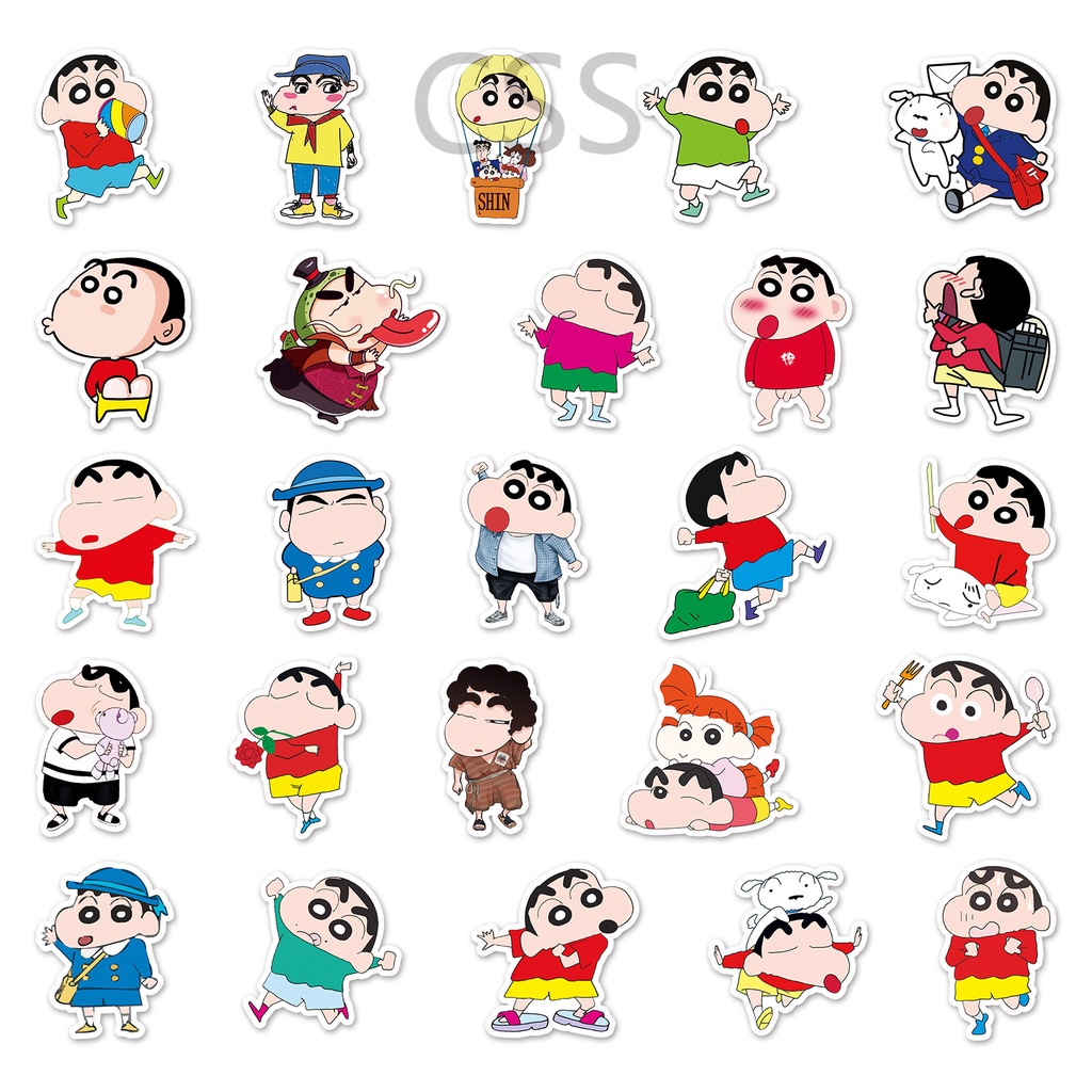 CSS.50Pcs/Set Crayon Shin-chan Cartoon Graffiti Waterproof Sticker DIY ...