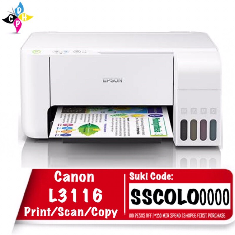 Epson Ecotank L3116 All In One Ink Tank Printer Shopee Philippines 2591