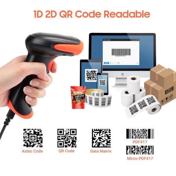 Senda Handheld Wired USB Type Barcode Scanner 1D/2D QR Barcode Reader  Portable For POS P2P SMQ-02