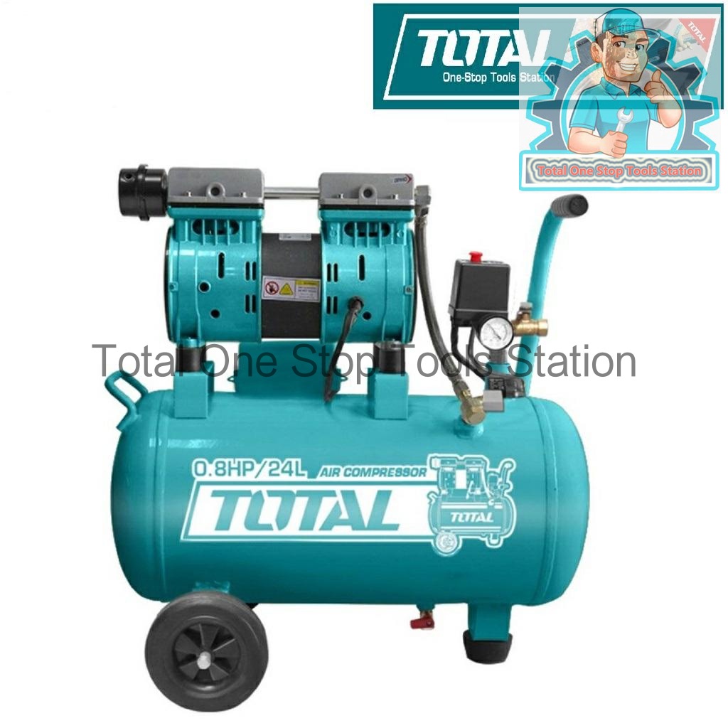 TOTAL Silent and oil free air compressor 24L Premium Industrial TOOLS ...