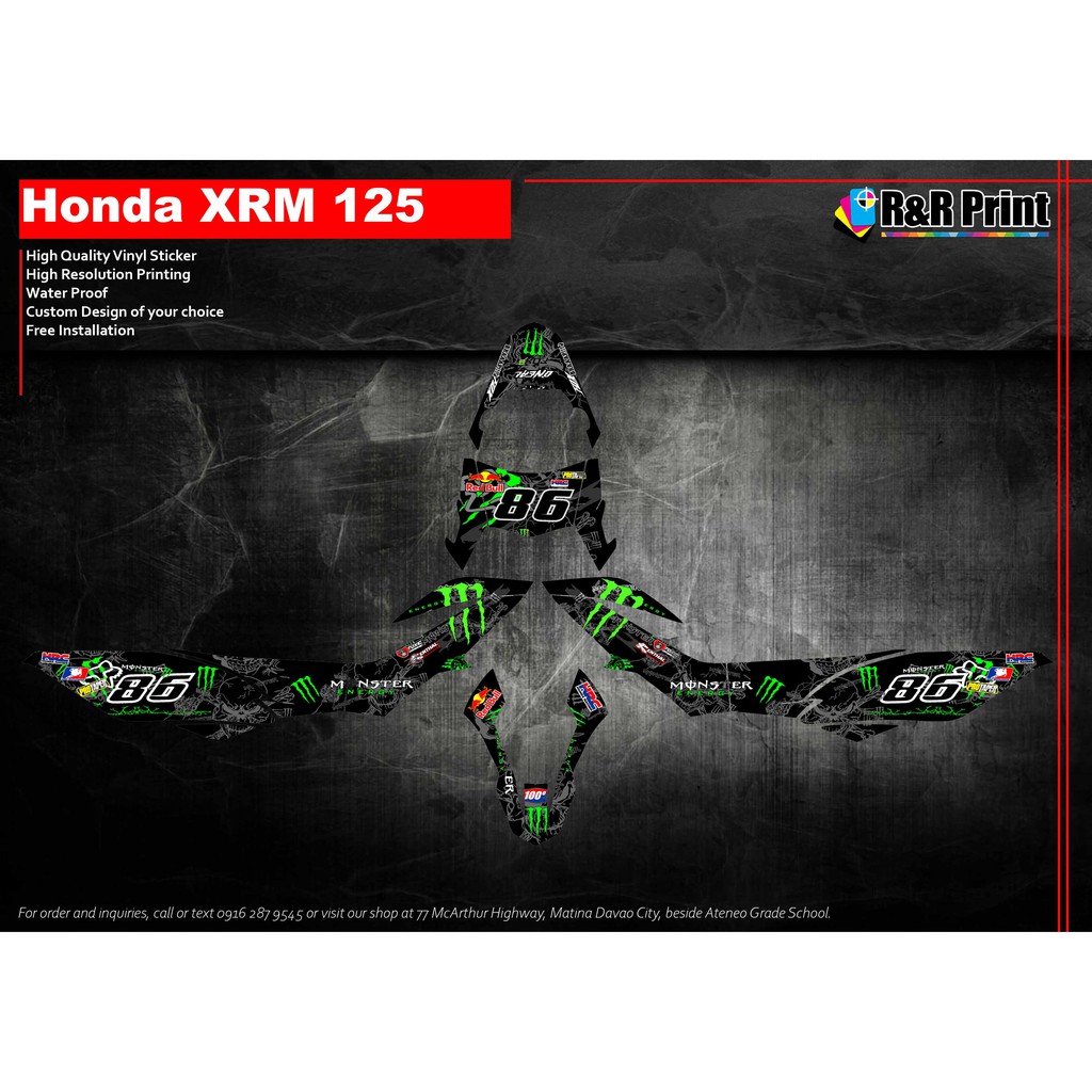 Honda XRM Trinity Carb 125 Decals Sticker Shopee Philippines