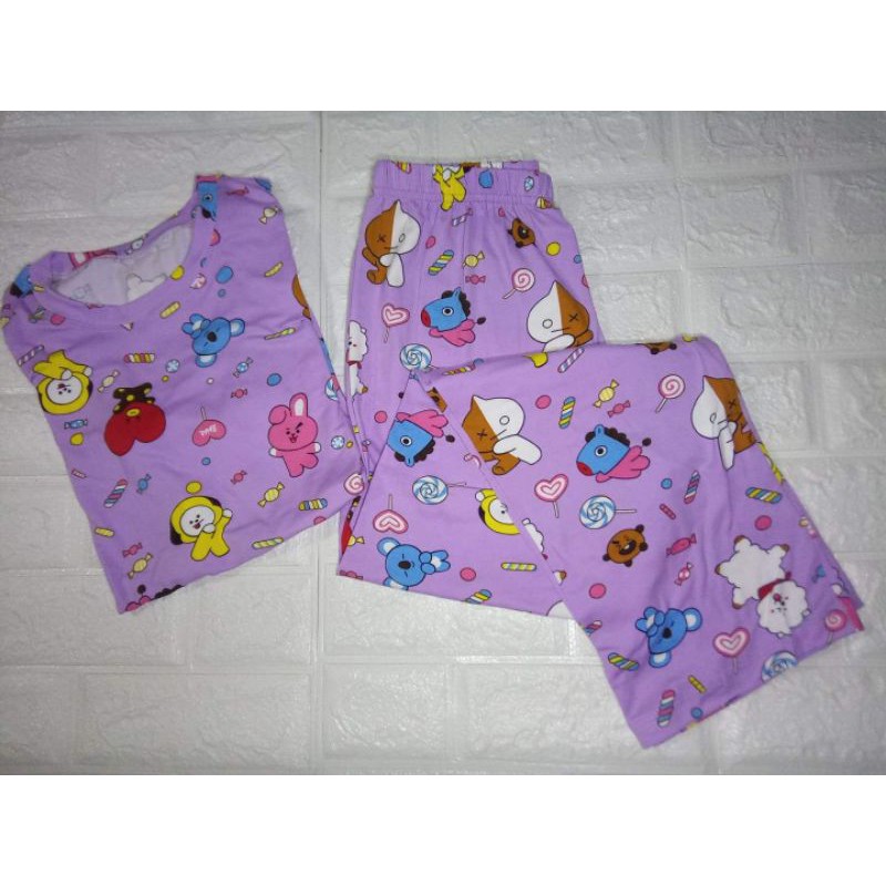 SALE BTS BT21 OT7 PAJAMA TERNO PURPLE freesize Shopee