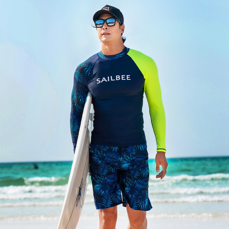 SAILBEE Men's UV Protect Surfing Rash Guard Long Sleeve Swimsuit Rashguard  Surf Shirt SB-M013