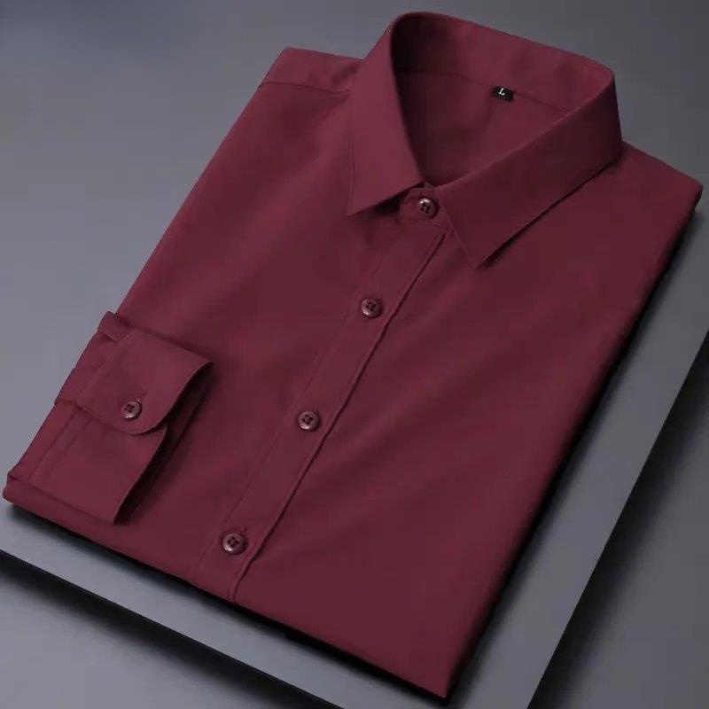 Men Long Sleeve Black Shirt Business Slim Trend Korean Work Casual