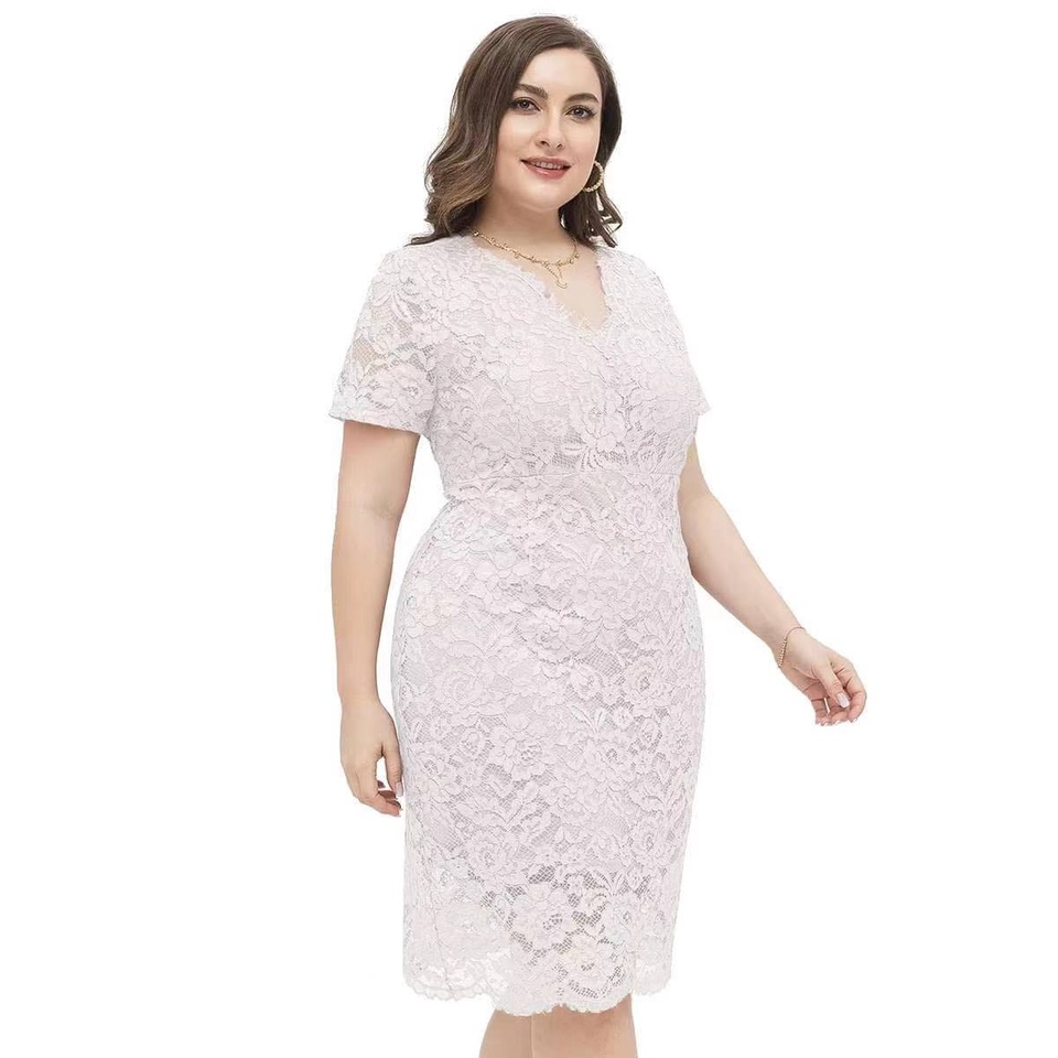 Fashionable Elegant plus size bodycon Lace Dress fit to XL | Shopee ...