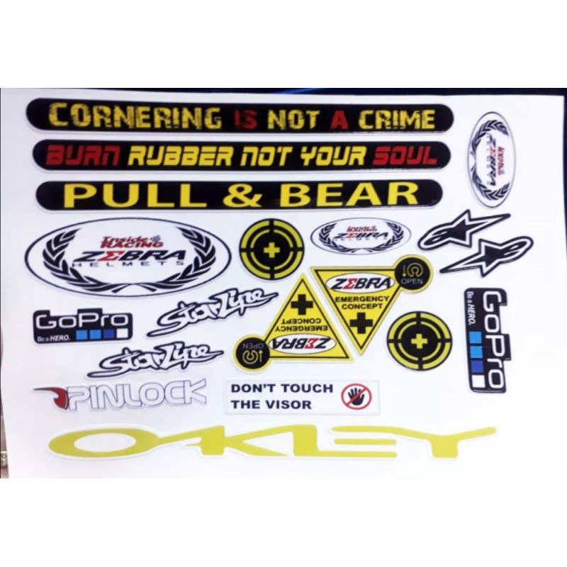 Helmet Lens Visor Sticker Set ZEBRA / 3m / Hologram / Laminated Vinyl ...