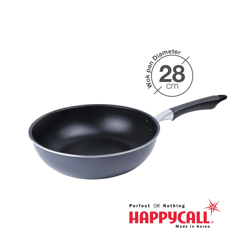 HAPPYCALL Collect Induction Heat Flat Wok Pan 28cm NonStick Shopee