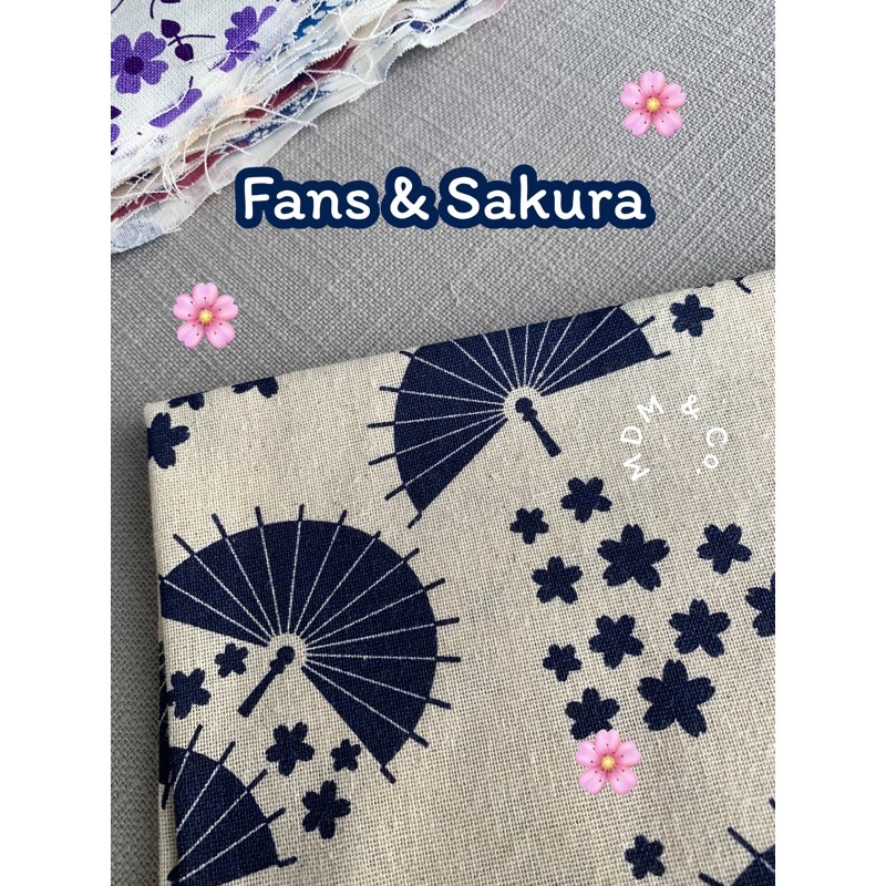 Japanese Style Cotton With Cherry Blossom Fan Pattern Printing | Fans x ...