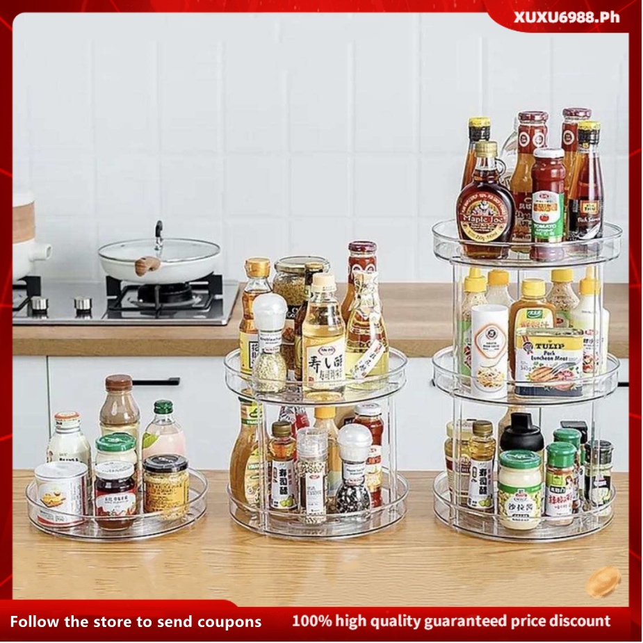 Acrylic Lazy Susan 360° Clear Rotating Spice Seasoning Bottle Storage ...