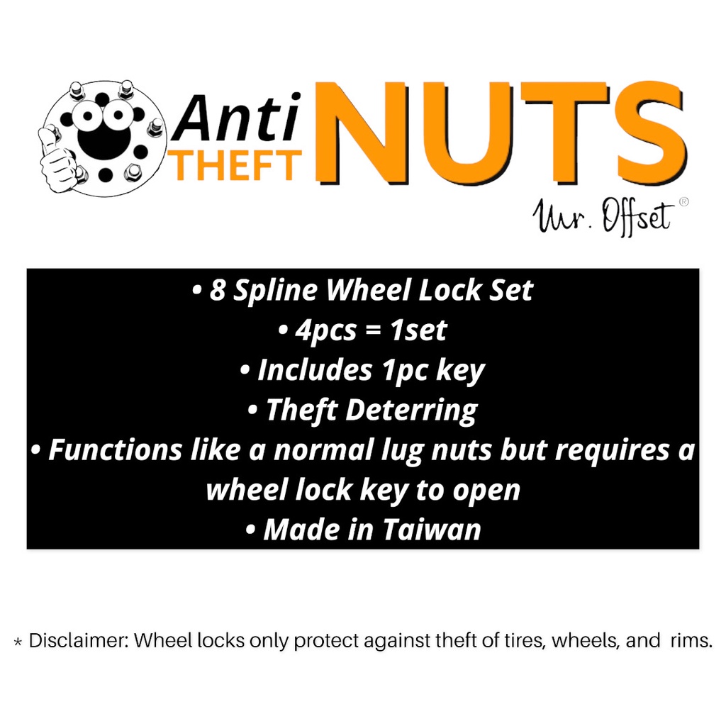 Mr Offset® 12x1.25 Anti Theft Wheel Lock Nuts Automotive Set with 1pc ...
