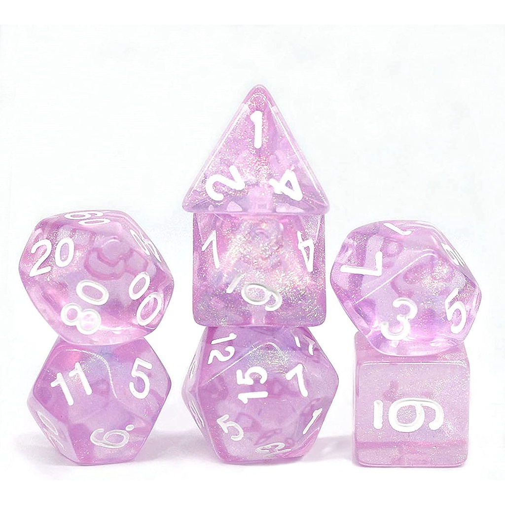 DND Dice Light Purple Transparent Dice with Color Changing Glitter for