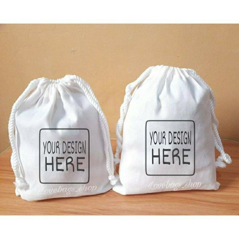 Plain canvas hot sale drawstring bags