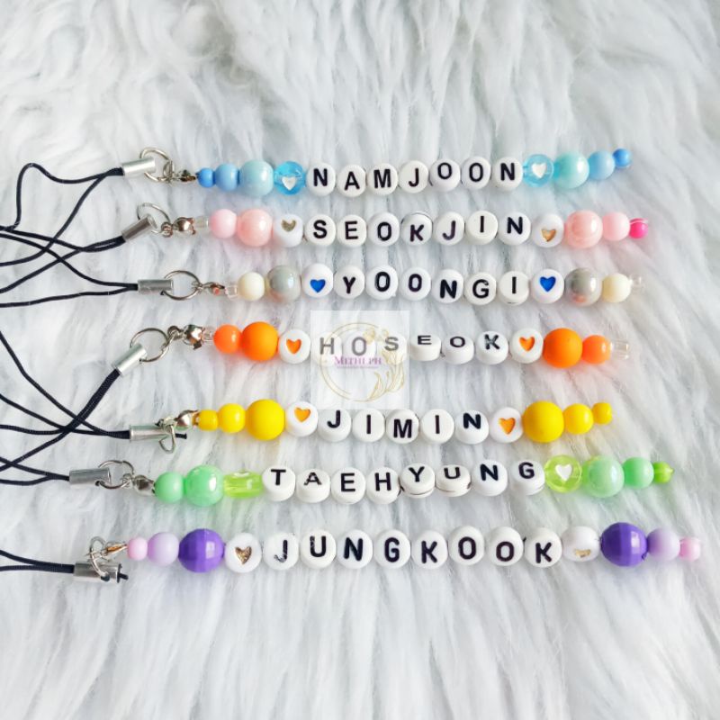 [HANDMADE] BTS Inspired Beads Phone Charm + FREE PHOTOCARD | Shopee ...