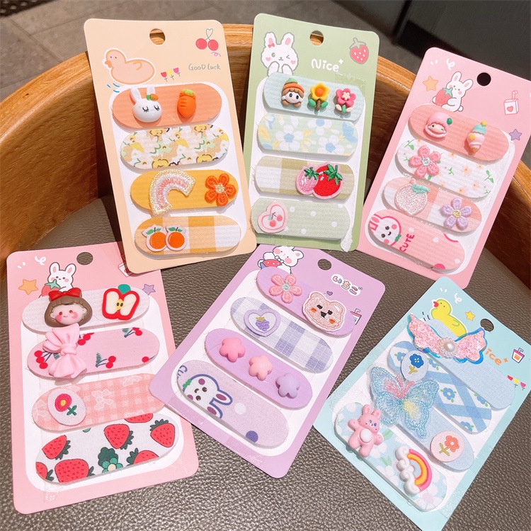 2022 Children Cartoon Flower Bangs Stickers Girls Headdress Fruits ...