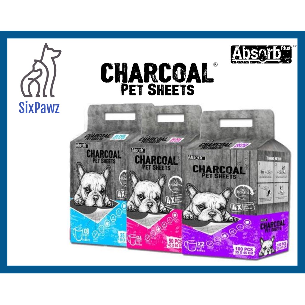 [Bundle of 2/4] Absorb Plus Charcoal Pet Sheets Pee Pad (3 Sizes
