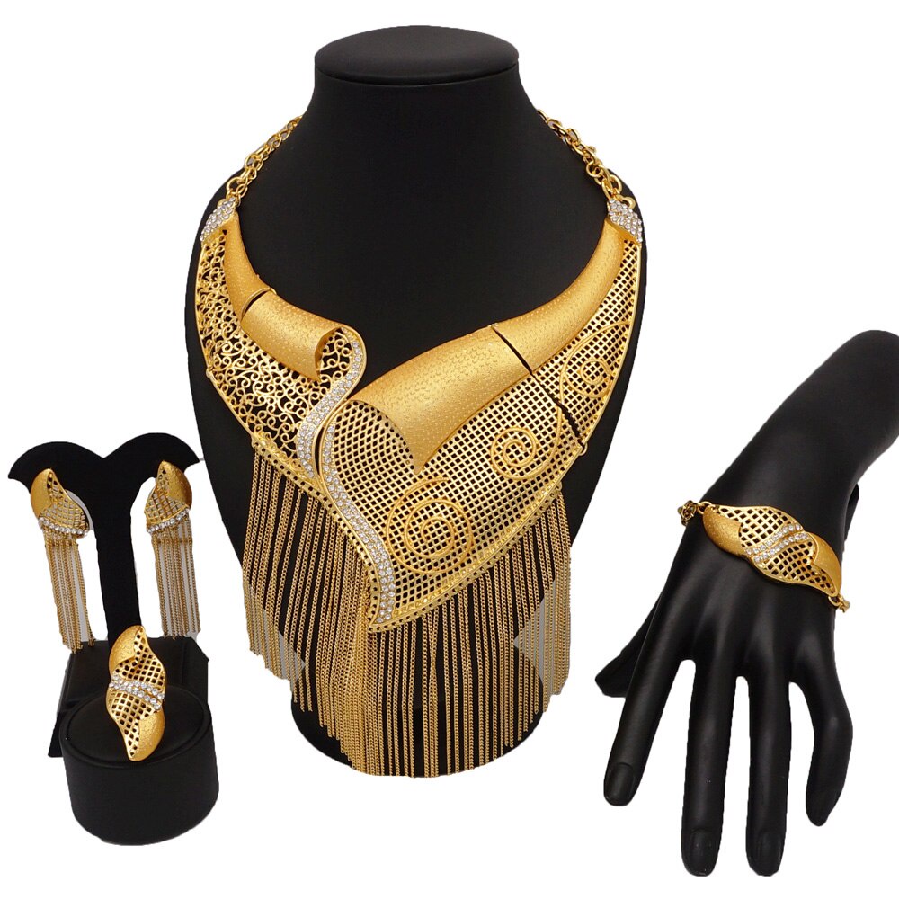 New Design Chain Dubai Gold Jewelry Sets African Nigerian Big Necklace Wedding Jewellery Set Bridal Jewelry Shopee Philippines