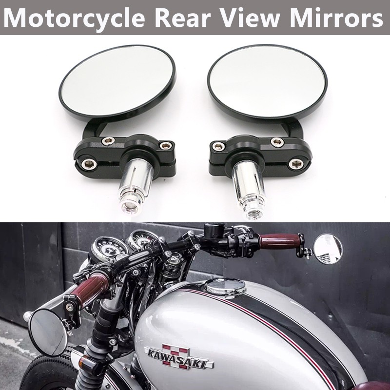 Bar End Side Round Side Mirror For Motorcycle 1Pair Motorcycle