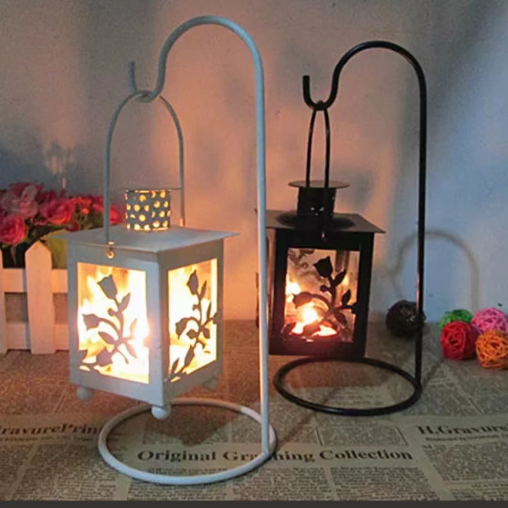 Metal Candlestick Wrought Iron Art Candle Holder Lantern Lamp Candle Holder Shopee Philippines