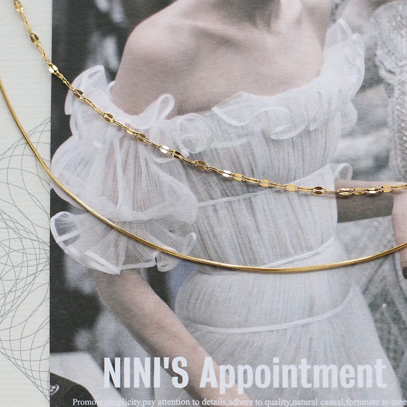 Double-layered chain with snake bone chain and starlight lip chain ...