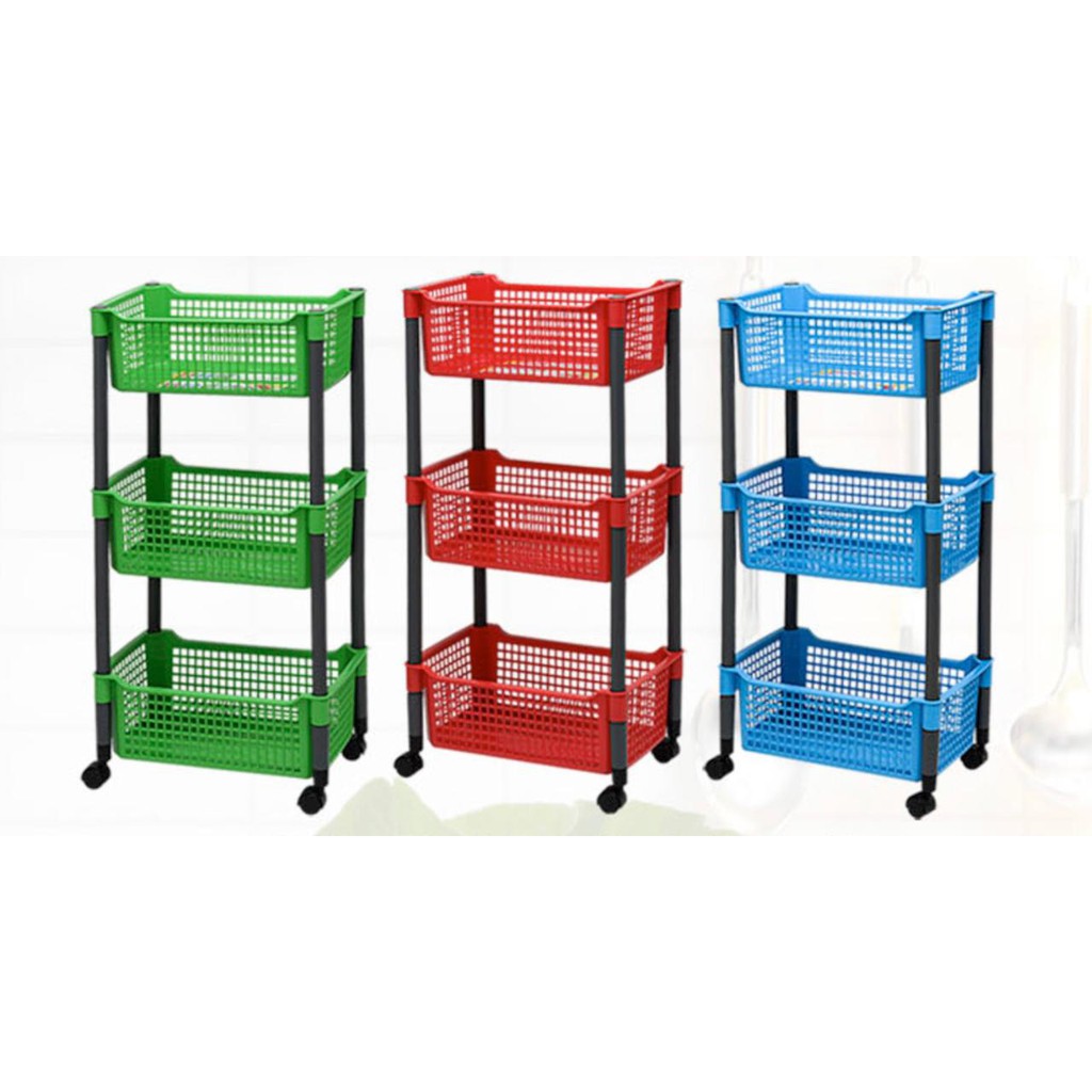 BHA-2 Practical Rack Stacking Rack 3 Wheels Vegetable Basket Salon ...