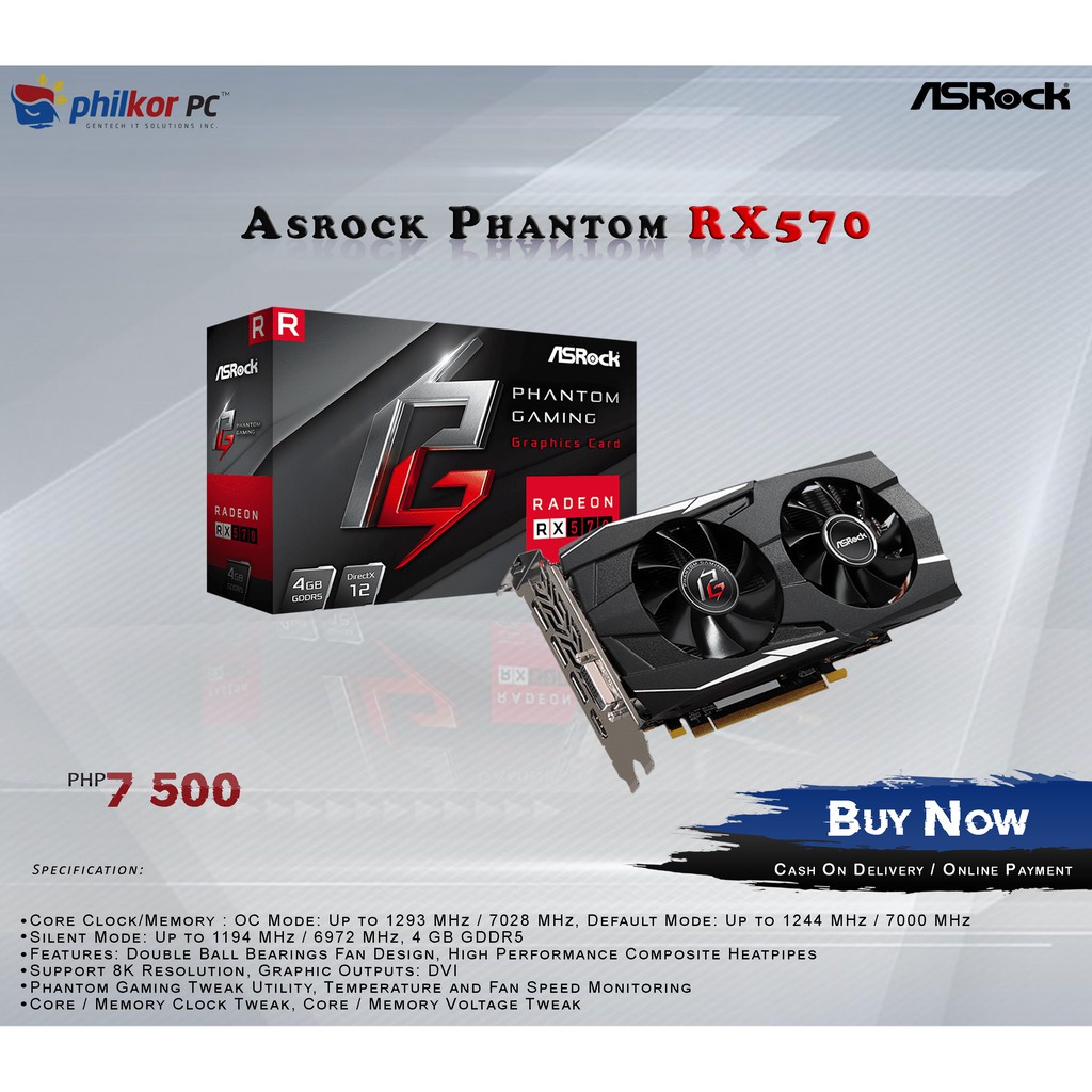 Asrock phantom gaming d radeon rx570 4g hot sale