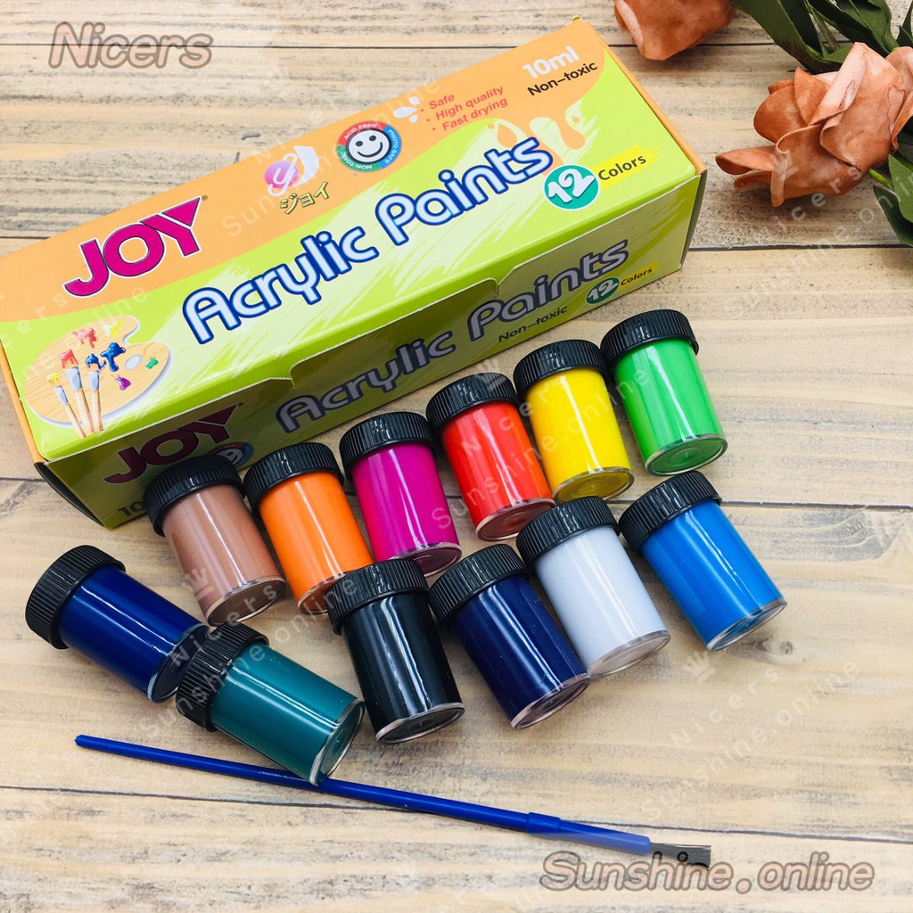 JOY Acrylic Paints Acrylic Poster Color 12colors 10ml W Brush Shopee   A0f3f79a6918d6fa682b7e945a854d73