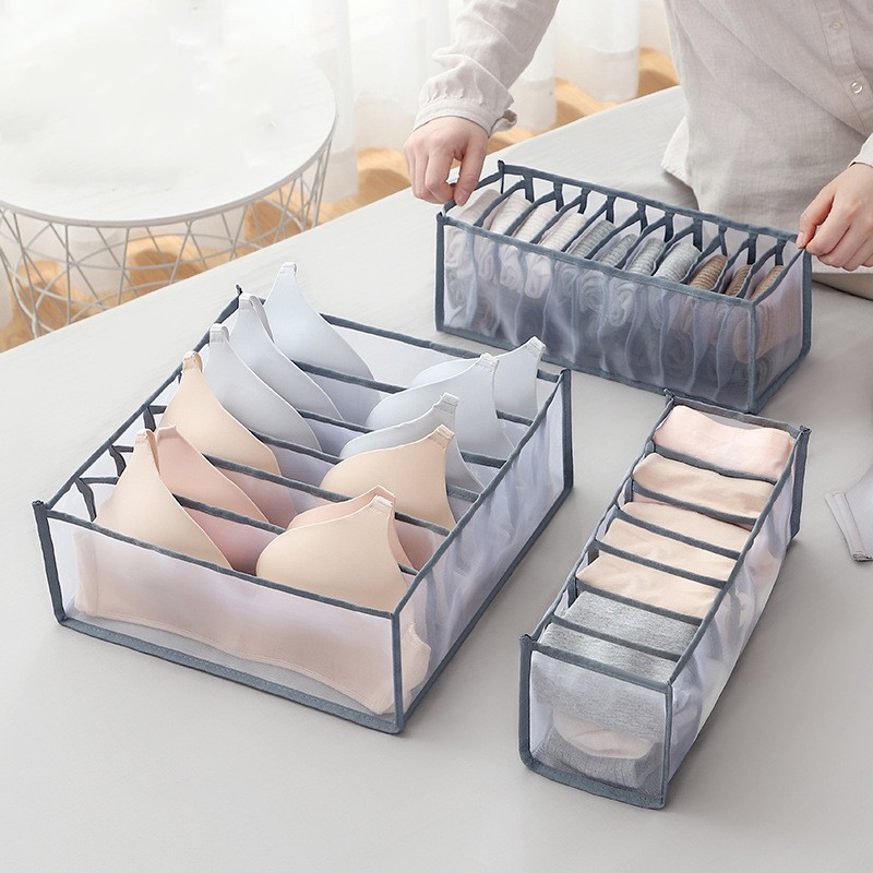 SHEIN 3pcs Drawer Organizer with Breathable Mesh For Socks