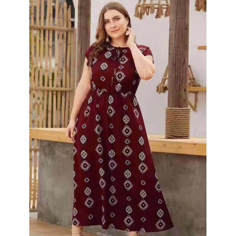 Plus Size Elegant Retro Style Maxi Dresses Shopee Philippines