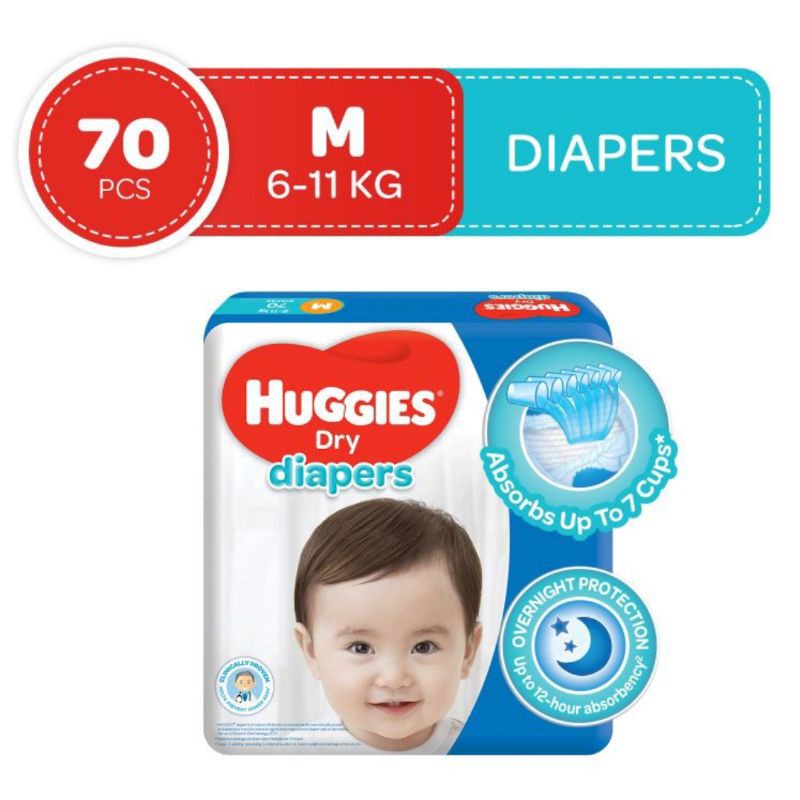 Huggies Dry Diapers Medium 70 pcs Shopee Philippines
