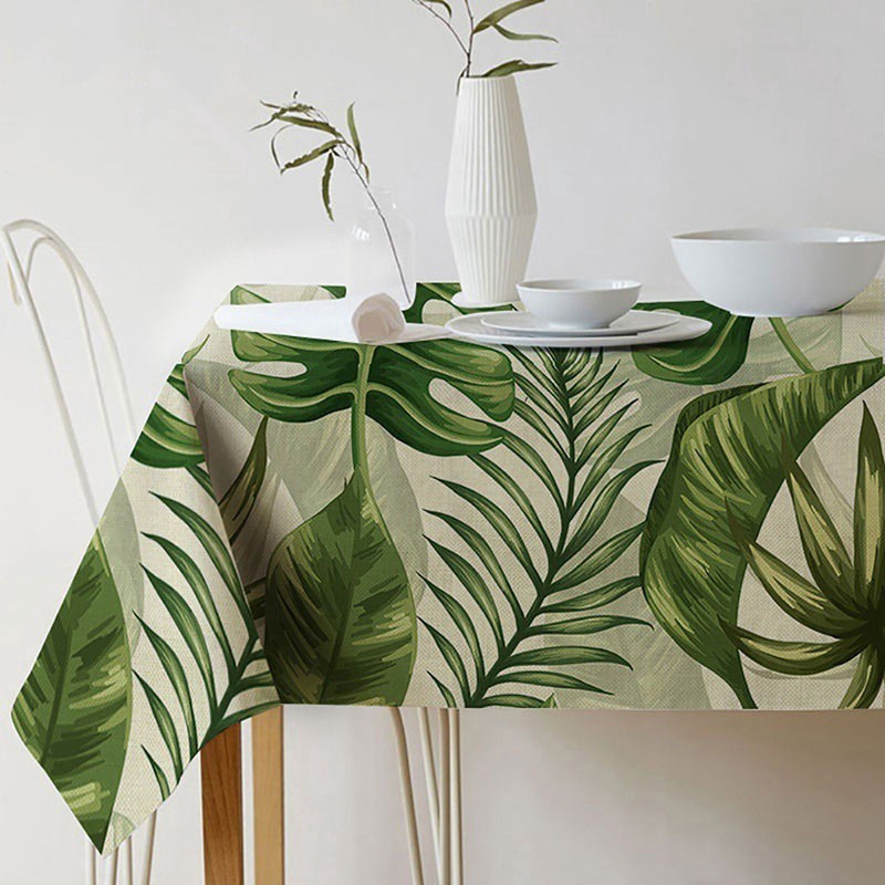 【9 Style】Table Cloth Cover Plants Printed TableCloth Green Leaf Table ...