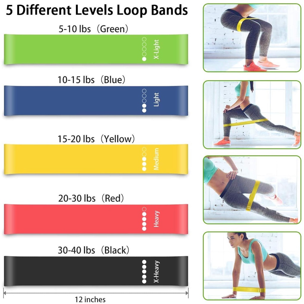 Blue, Green & Red Exercise Bands - Resistance Exercise Bands