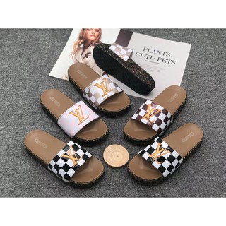 LV Double buckle Louis Vuitton Printed Strap Slide Sandals for Women On  sale Size（36-40）COD