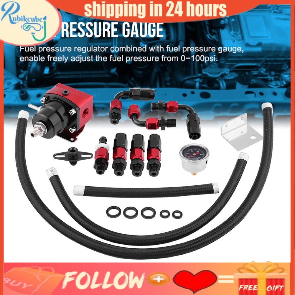 Universal Adjustable Fuel Pressure Regulator Kit Oil 0-100psi Gauge AN ...