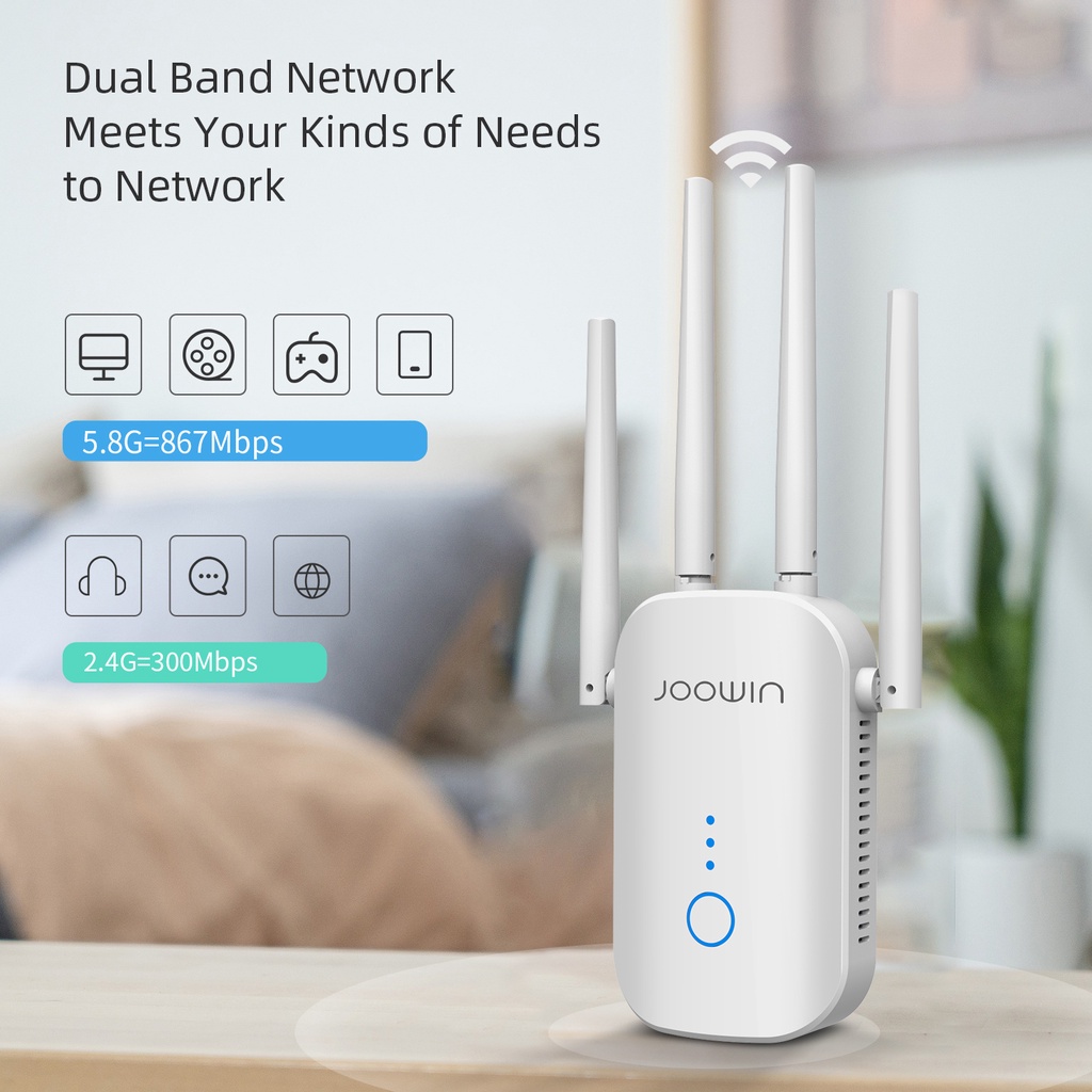 WiFi Extender Booster 1200Mbps WiFi Range Extender Dual Band AC1200 2 ...