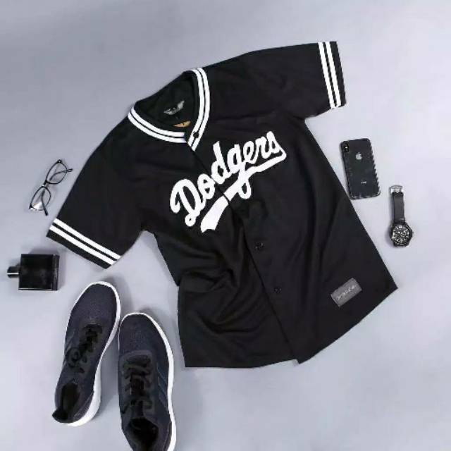 Buy Black Dodgers Button Down Baseball Jersey Online at desertcartINDIA