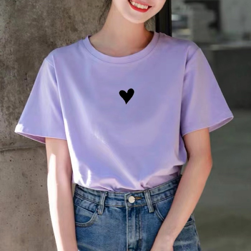 Heart T shirt For Women Korean Fashion Tees violet shrit | Shopee ...