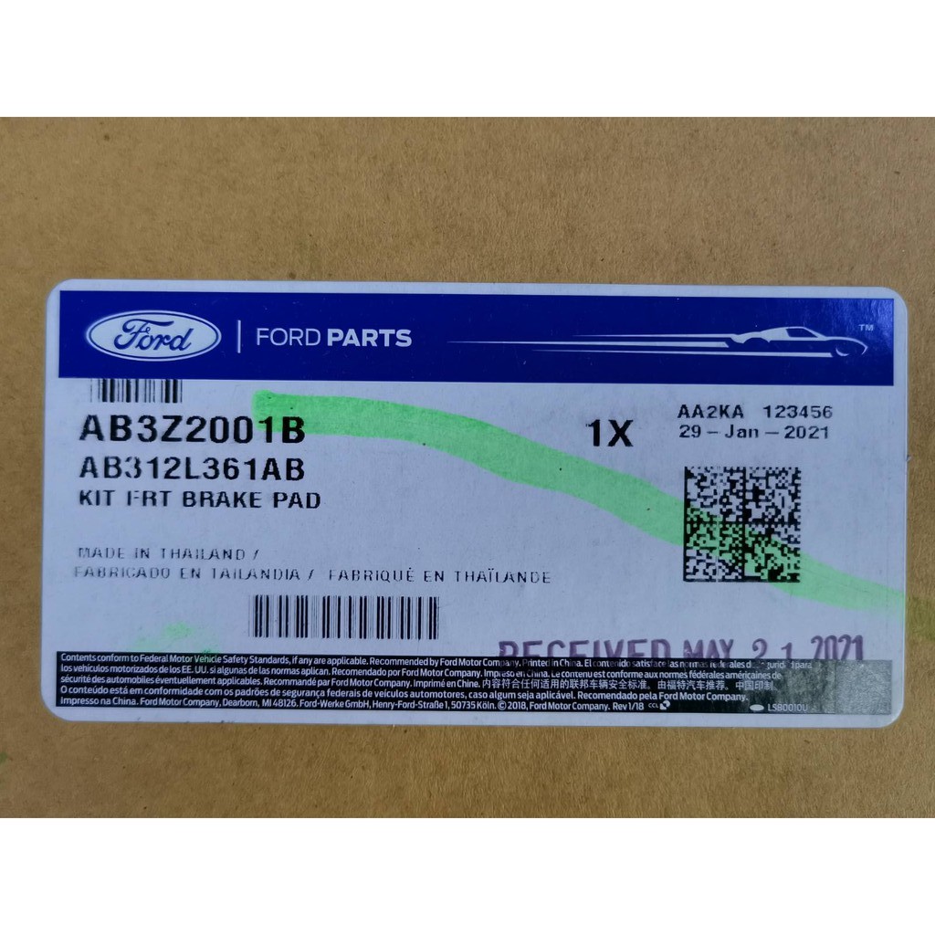 Ford Brake Pads Front for Ranger 2.0L / 2.2L & 3.2L 2012-2022 PN ...