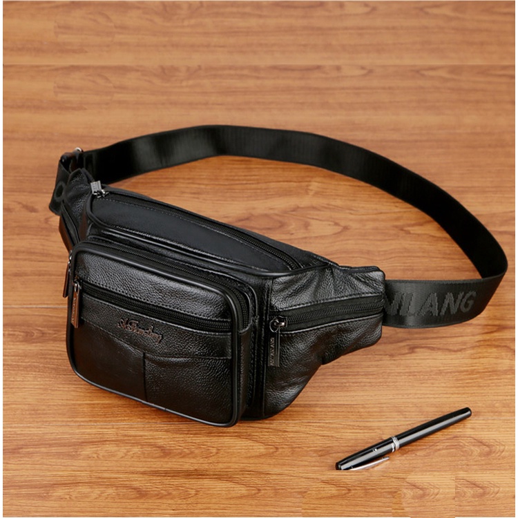 Genuine Leather Waist Bag Multifunction outdoor Run sling backpack