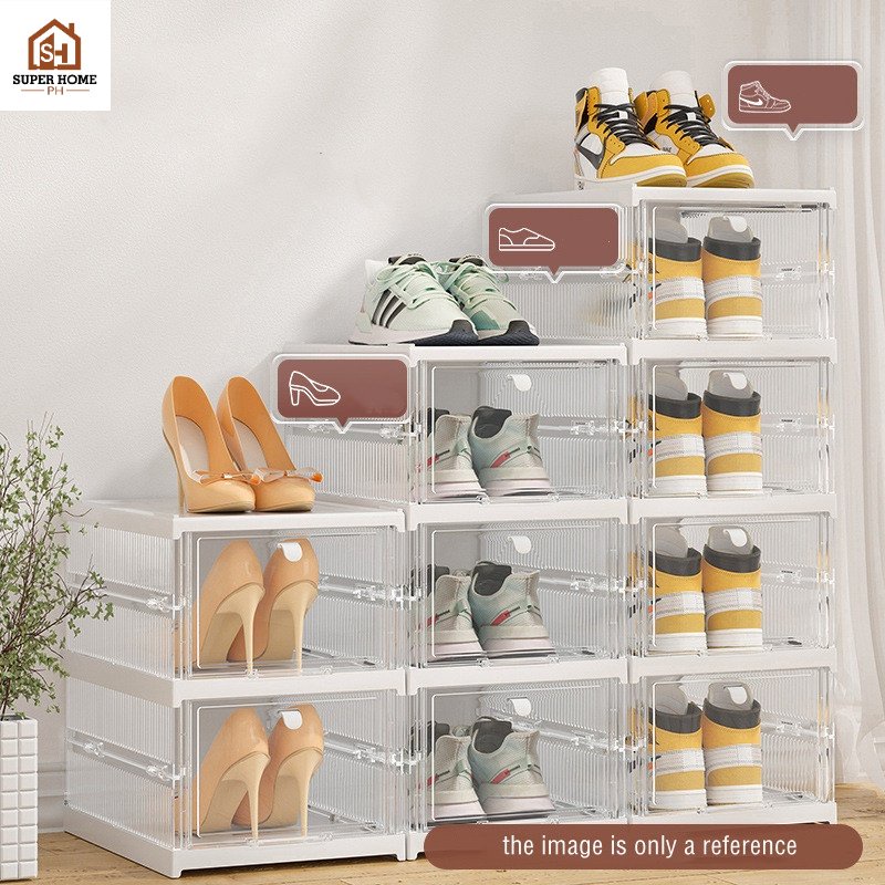 Free Installation Stackable Foldable Shoe Box Organizer Plastic