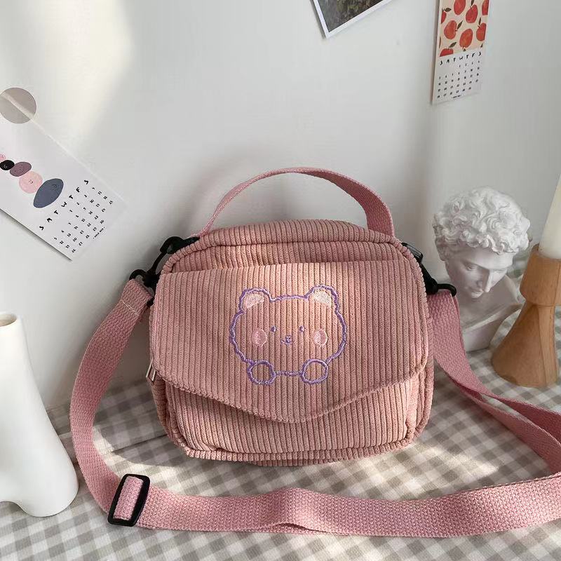Cute small bag female retro corduroy small square bag ins super fire