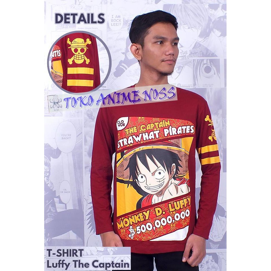 Luffy the captain anime long sleeve one piece | Shopee Philippines