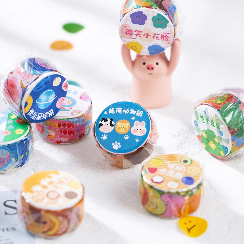 Die-cut Washi Tape Milky Huhu Series Hand-painted Color Basic Handbook ...