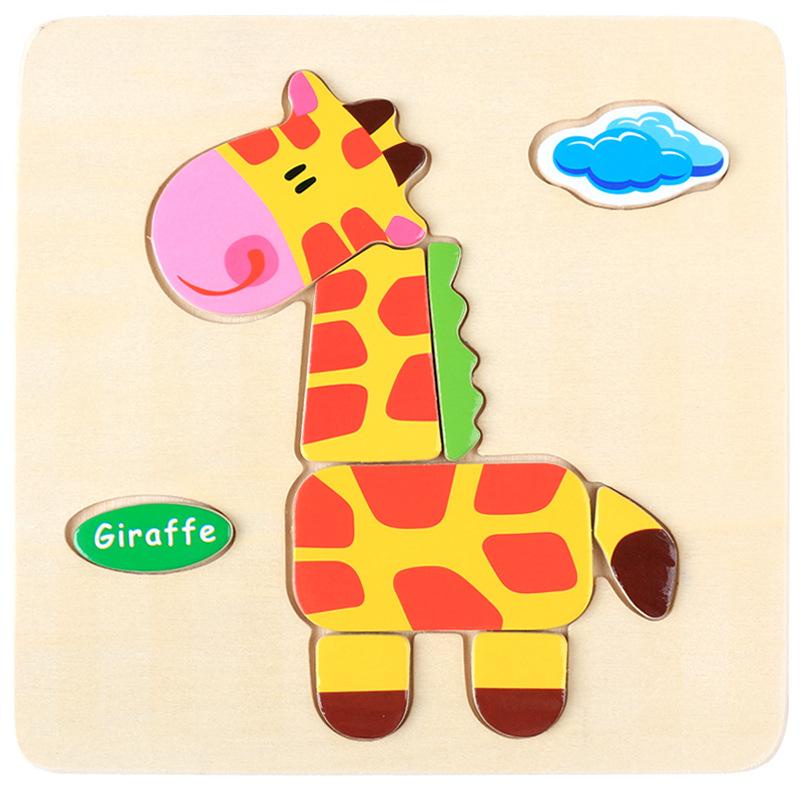 Kids 3D Wooden Cartoon Puzzle Toy Baby Early Learning English Education ...