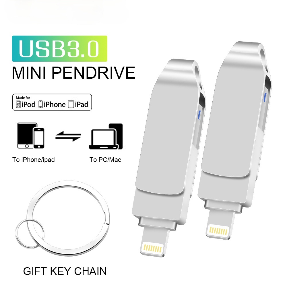 256G 2in1 Pendrive OTG USB Flash Drive U Disk for iPhone IOS iPad key ...