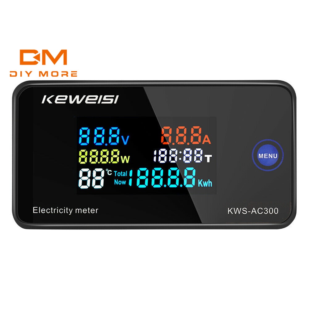 6-in-1 Digital AC Voltmeter Energy Monitor - 100A/20A, 110~250V LCD Ammeter Power Meter