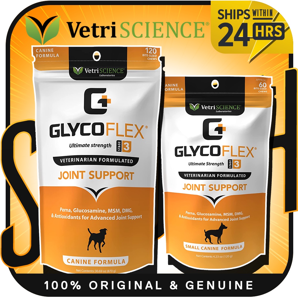 VETRISCIENCE Glycoflex 3 Hip & Joint for Small Dogs 60 Chews / for Dogs ...