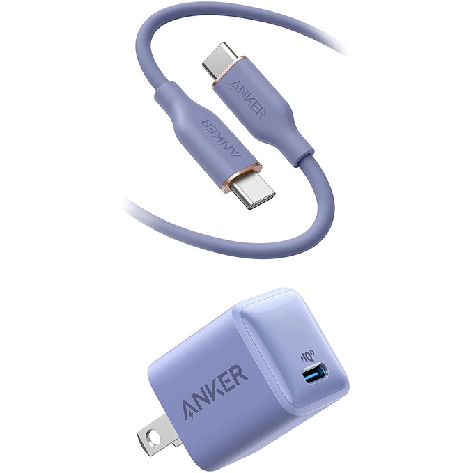 Anker 643 USB C to USB C Cable 100W 6ft (Lavender Grey) & Anker 511