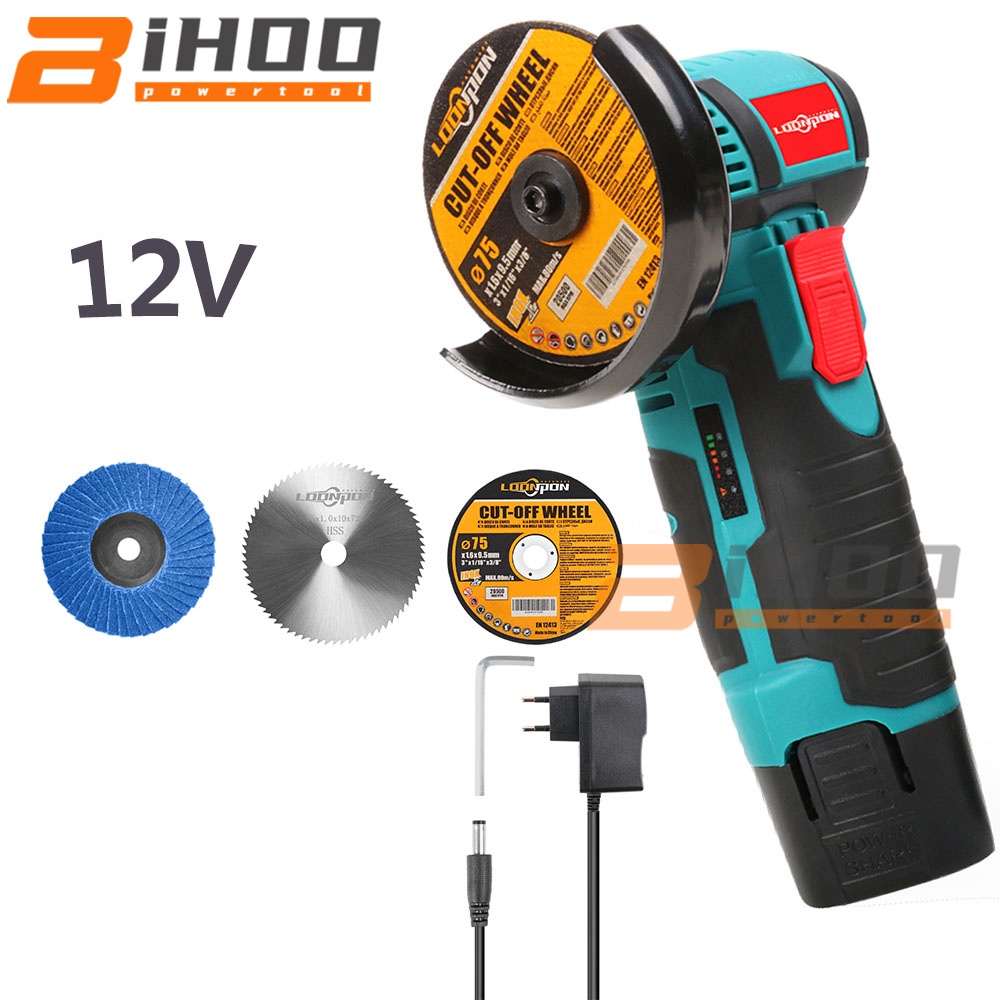 Mini Angle Grinder 12v Brushless Cordless Cutter Power Tools Set